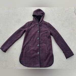 Ike Behar Women's Hooded Plaid Coat - Burgundy Size Small